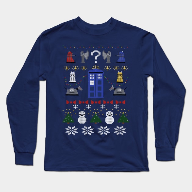 Whovian Christmas Long Sleeve T-Shirt by Silentrebel